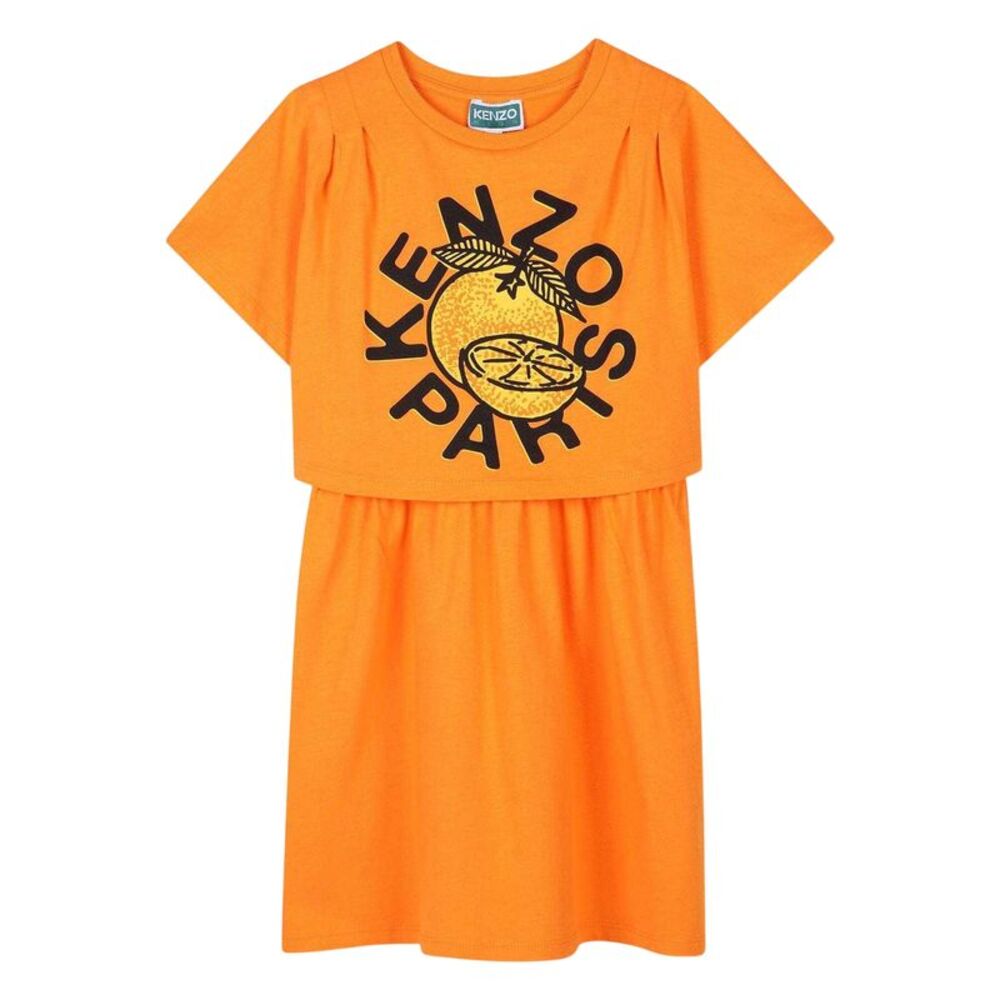 Kenzo Girls Logo Relaxed Fit T-Shirt Dress / Orange